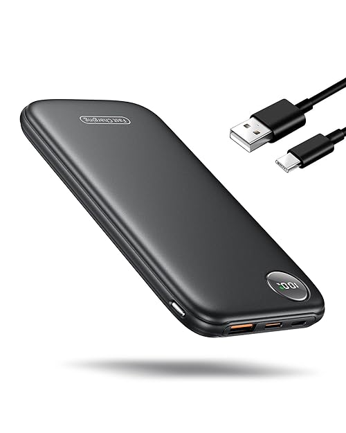 Power Bank Fast Charging, 4.5A/22.5W Portable Charger 10000mAh Slim PowerBank with LED Display USB C In&Output, Phone Battery Pack for iPhone 16 15 14 13 Plus Pro Max Mini, for Samsung Xiaomi iPad