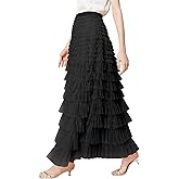 PEHMEA Tulle Maxi Skirts for Women, High Waist A-Line Flowy Elegant Party Wedding Guest Casual Skirt