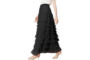 PEHMEA Tulle Maxi Skirts for Women, High Waist A-Line Flowy Elegant Party Wedding Guest Casual Skirt