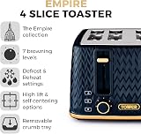 Tower Empire 4-Slice Toaster T20061MNB Midnight Blue Brass 1600W Defrost Reheat view 2