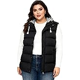 wantdo Women's Plus Size Puffer Vest Quilted Warm Winter Vest with Removable Hood