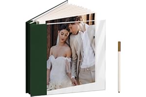 Vienrose Acrylic Cover Self Adhesive Photo Album for Small 4x6 5x7 8x10 Pictures Scrapbook Wedding Memory Book for Polariod Baby Bride Couples Kids School Family Travel 20 Sheets (40 Pages) Dark Green
