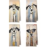 ERYBHKRTYH Whimsical Dog Kitchen Towels Set - Funny Dog Waffle Decorative Dish Towels, Whimsical Abstract Scruffy Puppy Hand Towel, Tea Towel, 16x24 Inch