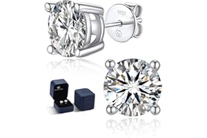 Moissanite Earrings, MomentWish Moissanite Handmade Earrings, D Color VVS1 Simulated Diamond 925 Sterling Silver Solitaire Earrings