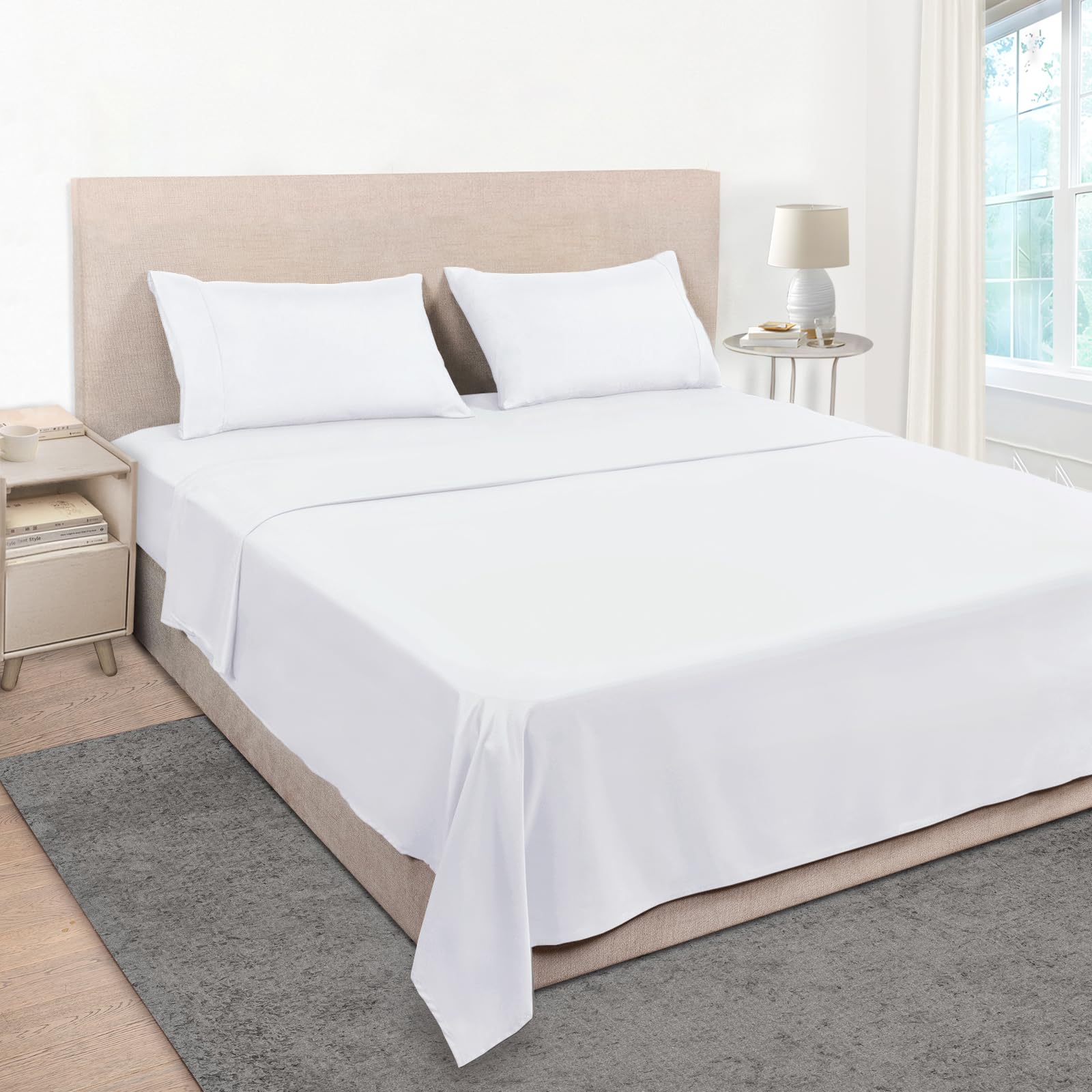 Photo 1 of Mejoroom Full Size Sheet Sets - Hotel Luxury 1800 White Sheet - 16 Inch Deep Pocket Bed Sheets, Soft, Breathable, Wrinkle, Fade & Stain Resistant - 4 Piece (Full, White)