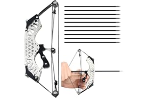 SQLWYLAT 7.3"/8.8" Mini Bow and Arrows Set Compound Bow Stainless Steel Material Catapult Bow Archery Gift for Target Shooting Outdoor Games