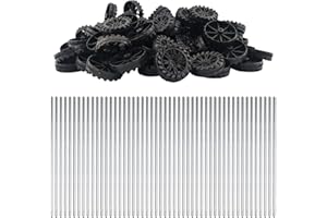 EUDAX 30mmx8mm Plastic Roll 2mm Dia Shaft Toys Wheel and 2mmx100mm STEM Shaft Round Rod Axles for DIY Toy RC Car Truck Boat Helicopter Model Part (Black, 100pcs)