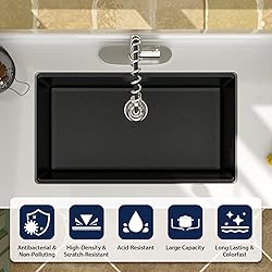 Logmey Black 33x19 Inch Granite Composite Kitchen