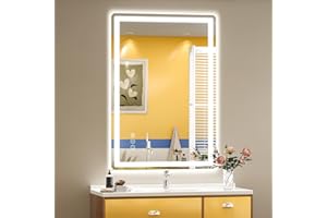 SMIROR LED Bathroom Mirror with Lights 22"x 30", Rounded Rectangle Lighted Vanity Mirror for Wall, Front Lit and Backlit, 3 Colors, Dimmable, Anti-Fog, Tempered Glass (Horizontally/Vertically)