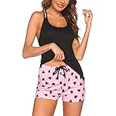 Ekouaer Womens Cami Pajama Set Sleeveless Racerback Tank Top Pjs Soft Sleepwear