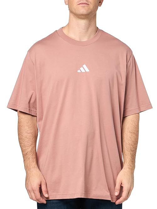adidas Men's Essentials 3-Stripes Single Jersey T-Shirt, Warm Clay/White