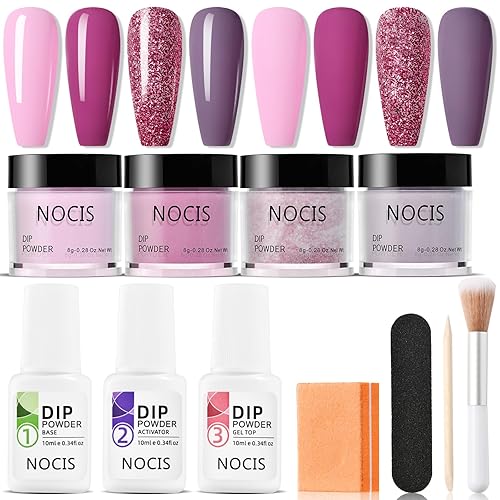 Layhou 4 Colors Dip Powder Nail Kit - Dip Kit Starter Set For Home DIY Salon Nail Art, Glossy or Frosted Finish With Base Top Coat Activator As Gifts For Women (Set 2)