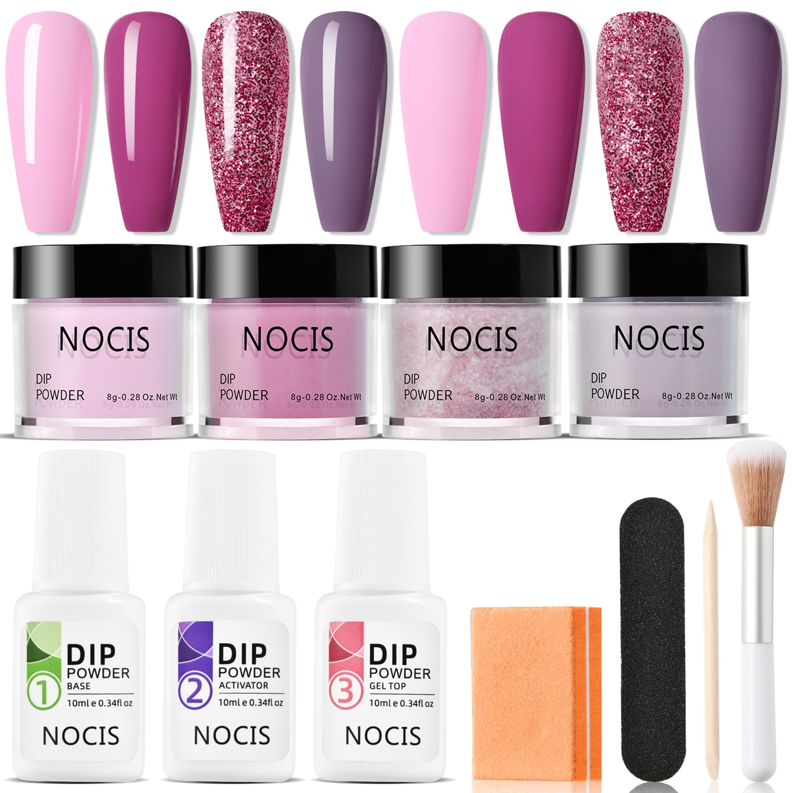 Layhou 4 Colors Dip Powder Nail Kit - Dip Kit Starter Set For Home DIY Salon Nail Art, Glossy or Frosted Finish With Base Top Coat Activator As Gifts For Women (Set 2)