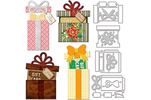 GLOBLELAND Gift Box Gift Card Holder Cutting Dies for Card Making Bow Gift Box Cut Die for DIY Scrapbooking Journal Embossing Paper Craft Decor