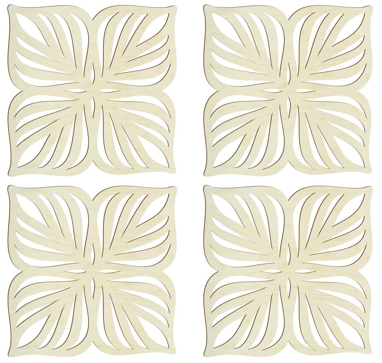 Table placemat set of 4 - Wooden mats for tableware, plates, bowls, pots - Housewarming gift - Decoupage - Premium quality (Leaf TYPE 5 Design)