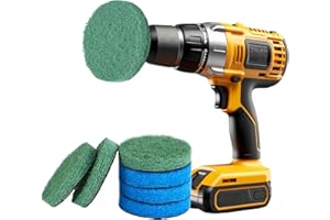 CAELUM 2.5 Inch Drill Powered Brush Tile Scrubber Scouring Pads Cleaning Kits Scrub Brush, 6 Scrubbing Pads with 2 Different Stiffness Pads, Heavy Duty Household Cleaning Tool (Drill NOT Included)