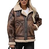 LY VAREY LIN Winter Women Faux Leather Jacket Sherpa Aviator Bomber Coat