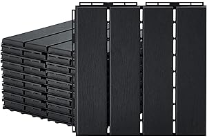 Candockway Plastic Interlocking Deck Tiles, 9 Pack Outdoor Flooring Waterproof Pavers for Patio Garden Porch Yard, All Weather Use, Dark Grey