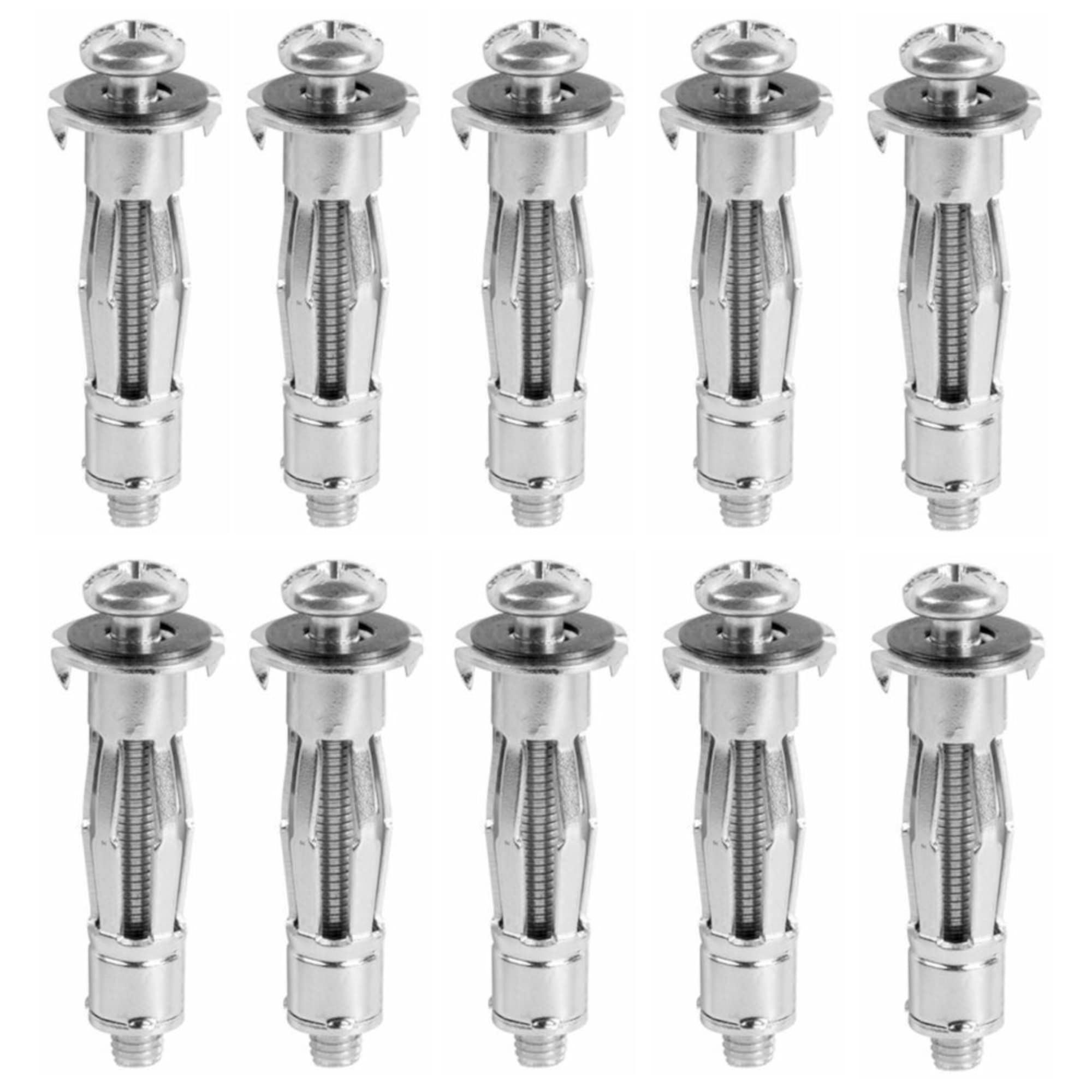 10 x fiXte Metal Heavy Duty Plasterboard Cavity Wall Anchor Plug Fixings BZP Steel M6 x 65