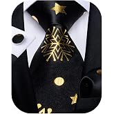 DiBanGu Mens Christmas Tie Silk Festive Necktie Set | with Pocket Square and Cufflinks,Xmas Theme Patterns,Gift Tie Set,for Husband or Father,Xmas,Holiday,Gatherings,Party