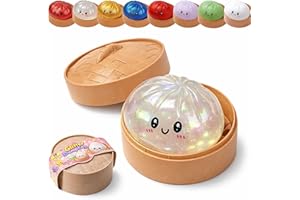 Dumpling Squishy, Squishy Dumpling Toy, Glitter Dumplings Squishiest Toy with Steamer Box, Stress & Anxiety Relief Toys for K