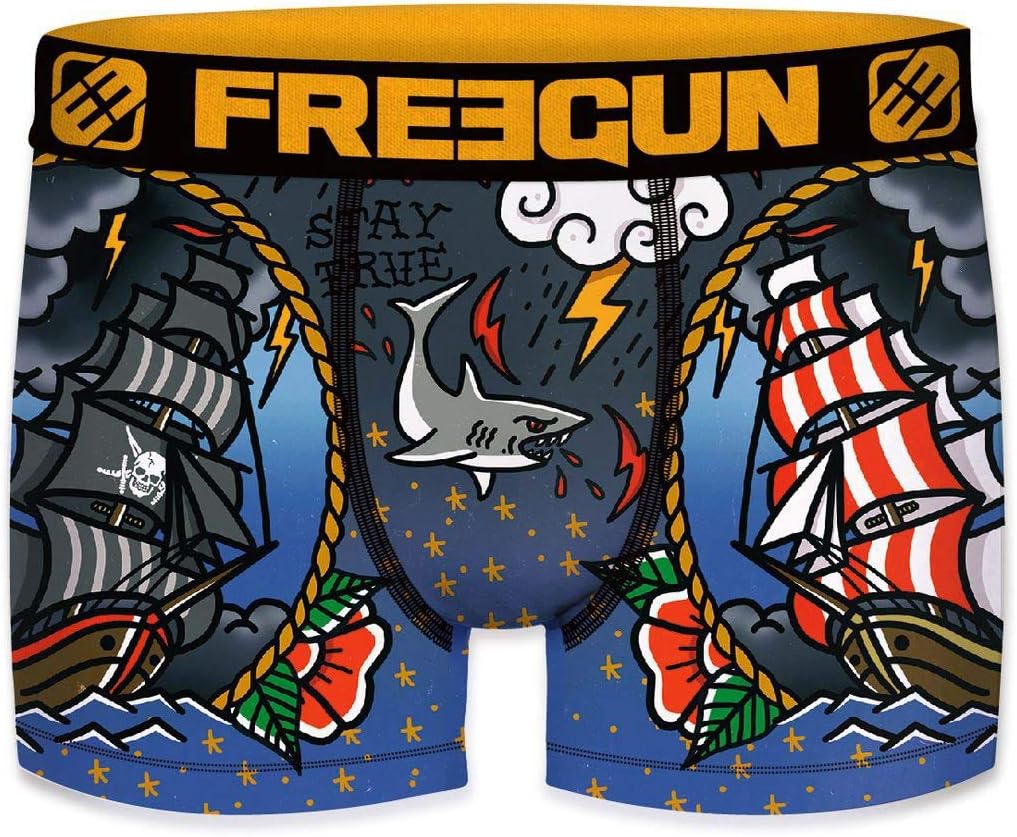 FREEGUN Men's Pirate and Corsair Tattoo Boxer Shorts