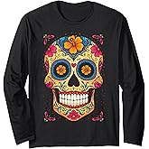 Halloween Sugar Skull Calavera Long Sleeve T-Shirt