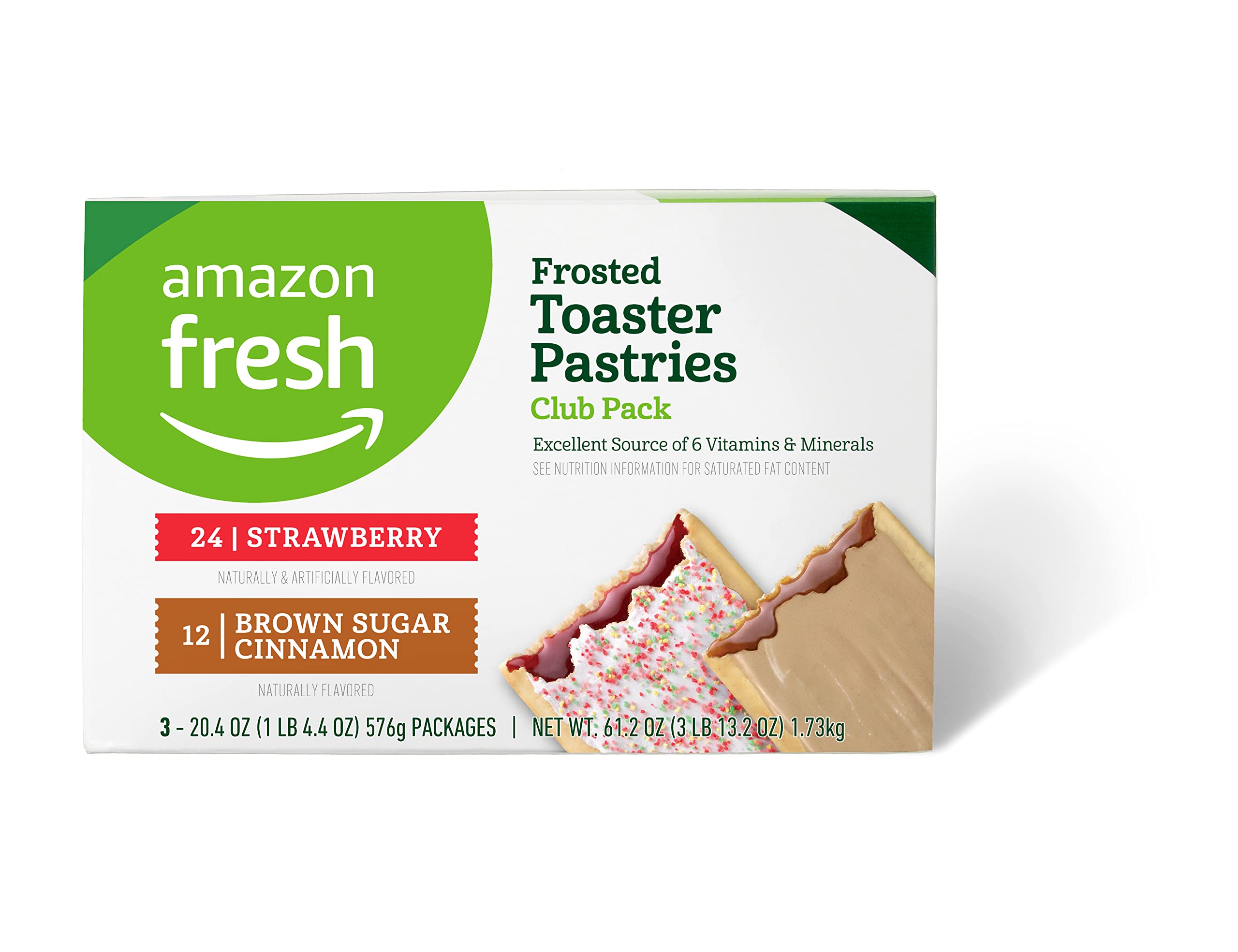 Photo 1 of **BB 8/27/25**Amazon Fresh Frosted Toaster Pastries Club Pack (24 ct Strawberry & 12 ct Brown Cinnamon Sugar)  