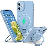 PuyaTeya Liquid Silicone Case for iPhone 11 with Magnetic Ring Stand, Upgraded Camera Lens Protection, Mil-Grade Drop Shockproof, Anti-Scratch Microfiber Lining Silicone Case (Azure Blue)