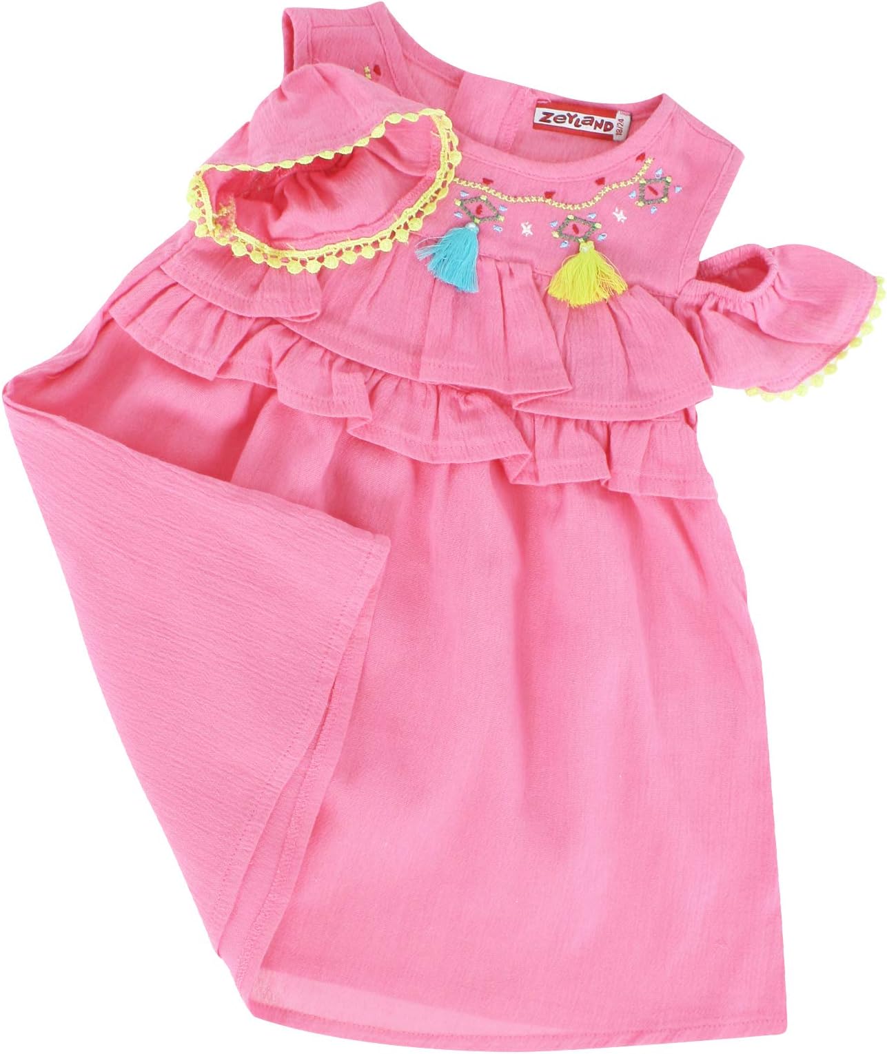 Indian Themed Boho Linen Look Baby Girls Tassel Sundress