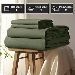 Shilucheng 100% French Linen Sheets - King Size Bed