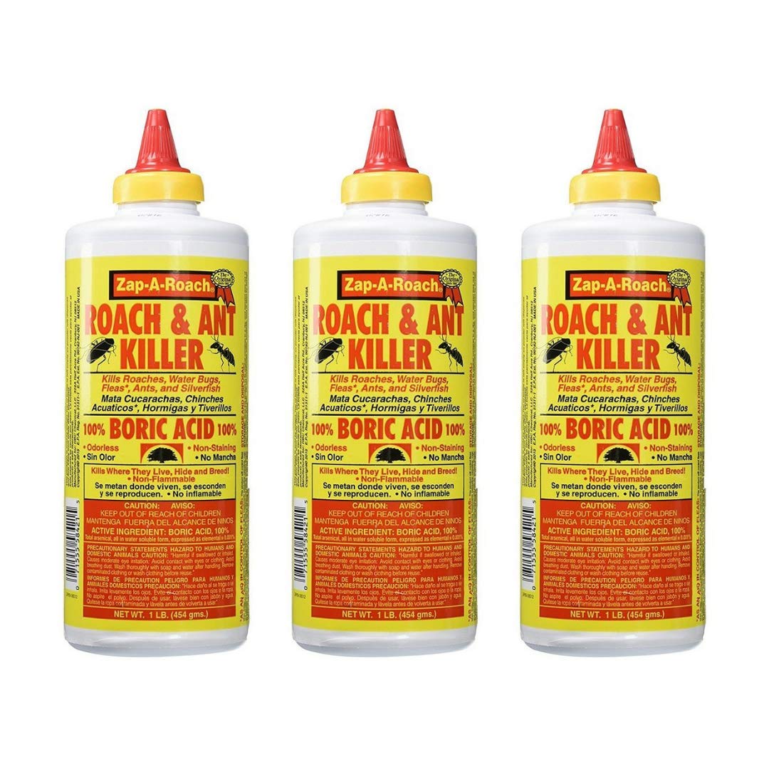 Boric Acid Roach & Ant Killer Pest Control 1 LB Bottle (454 Grams) 3 Pack + Bonus Bottle