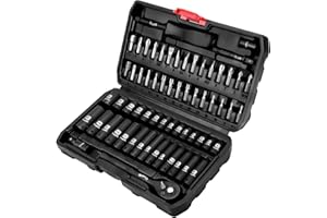 LLNEDL 1/4 inch Impact Socket Set, 63 Piece Drive Socket Wrench Set Metric (4-15mm) Deep and Shallow 6 Point, Automotive Tool Kit with 72T Ratchet for Bicycle & Car Repairing