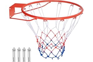 Goplus 18’’/15’’ Replacement Basketball Rim, Wall Door Mounted Basketball Hoop with All Weather Net, Indoor Outdoor Hanging B