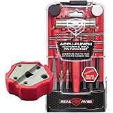 Real Avid Roll Pin Punch Set &amp; Hammer + Non-Slip Magnetic Bench Block | 10 Nickel-Plated Steel Roll Pin Punches, 4 Interchangeable Hammer Heads - Brass, Steel, Ruber, Nylon &amp; Non-Marring Bench Block