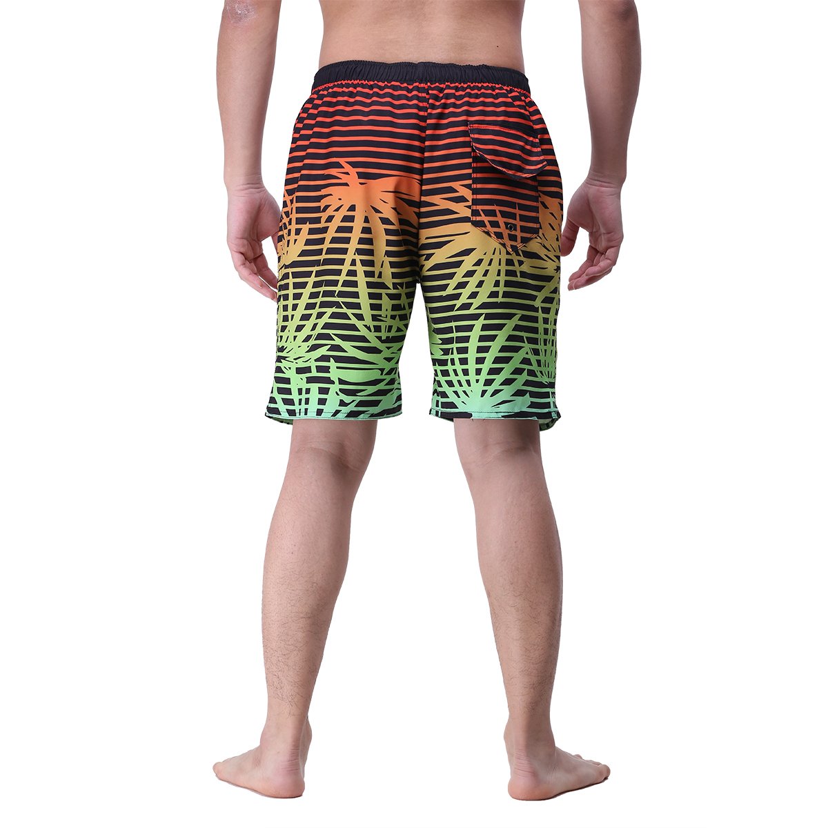 youvimi Men\'s Striped Printed Beach Shorts Swim Trunks With Mesh Lining