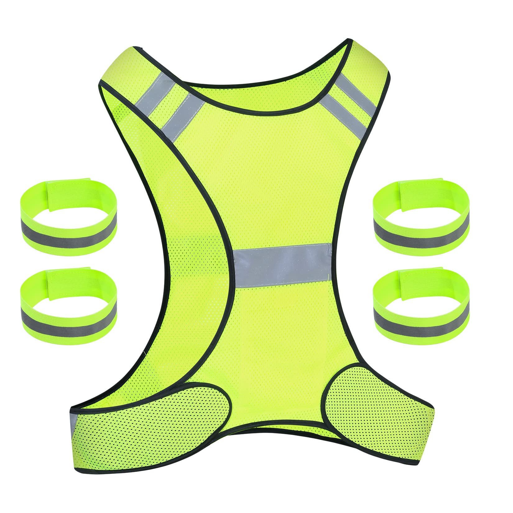 lzijun Reflective Safety Vest, High Visibility Reflective Gears, Adjustable Running Cycling Reflective Vest Jacket High Visibility for Outdoor Running Cycling Jogging Walking Sports Bike Adults Kids