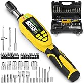 YIYEIE 46-Pc Digital Torque Screwdriver, 3.5-70.8 in-lb, &plusmn;1% Precision Electronic Torque Screwdriver Set with Buzzer &amp; LED, 1/4" Inch Pound Torque Driver with S2 Bits for Bike Repair &amp; Scope Mounting