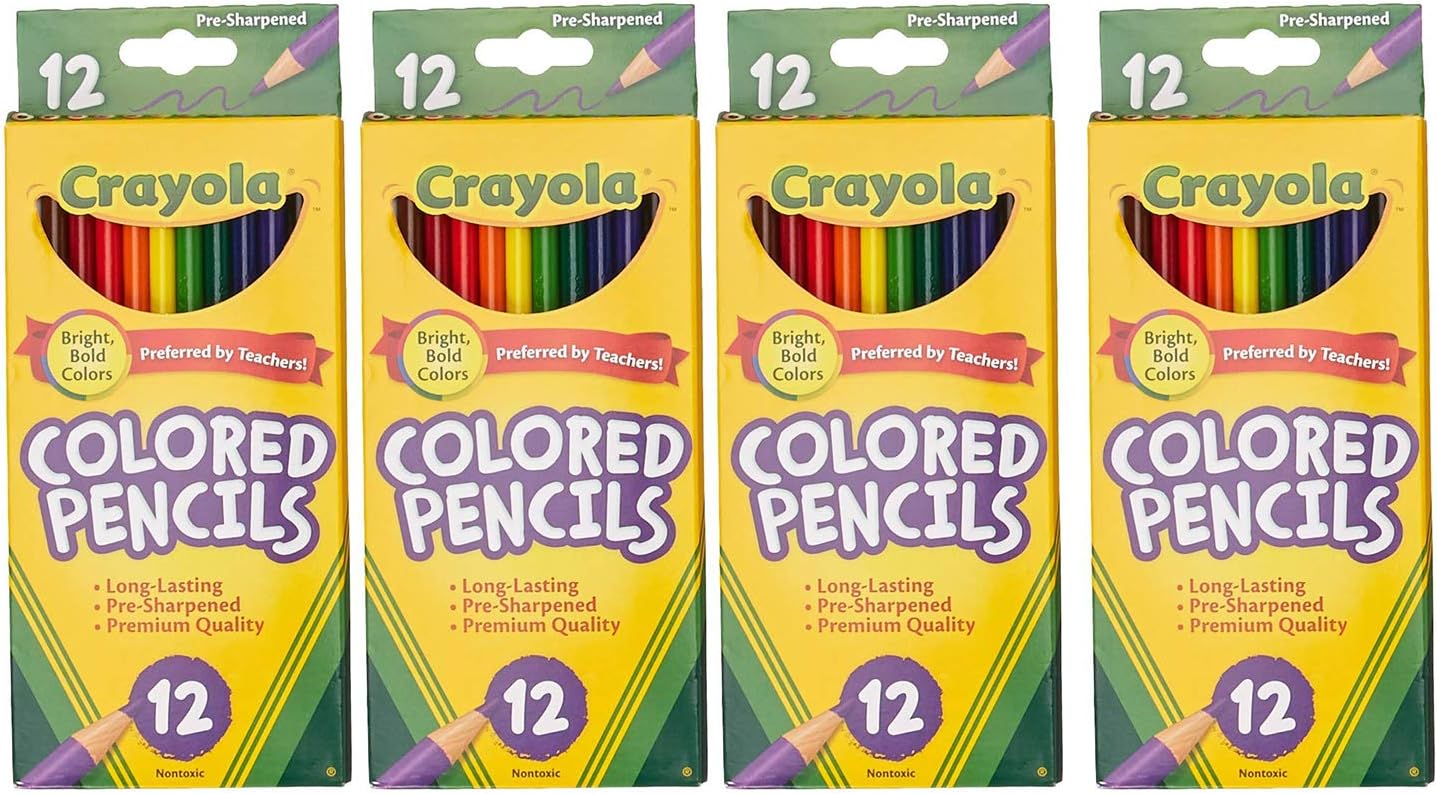 68-4012 Colored Pencils, 12-Count, Pack of 4, Assorted Colors