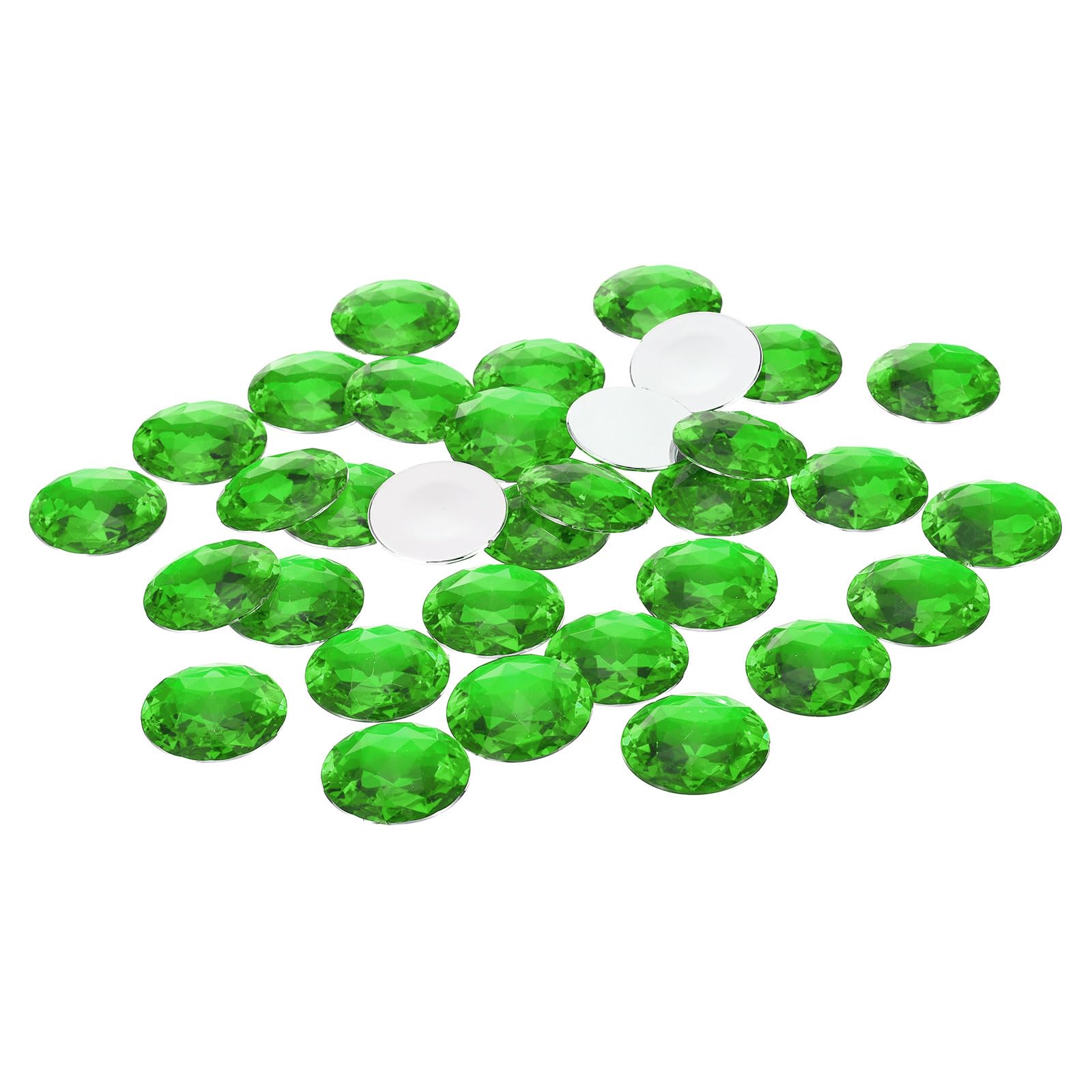 PATIKIL 30mm Flat Back Round Acrylic Rhinestones, 50 Pack Plastic Circle Gems for Jewelry Making Costume Embellishments Crafts, Green