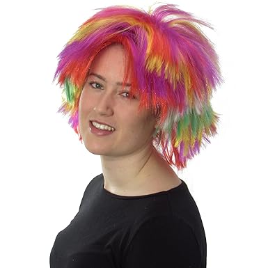 Punk Rocker 80 S Rainbow Punk Wig Messy Wig Short Wig Multi