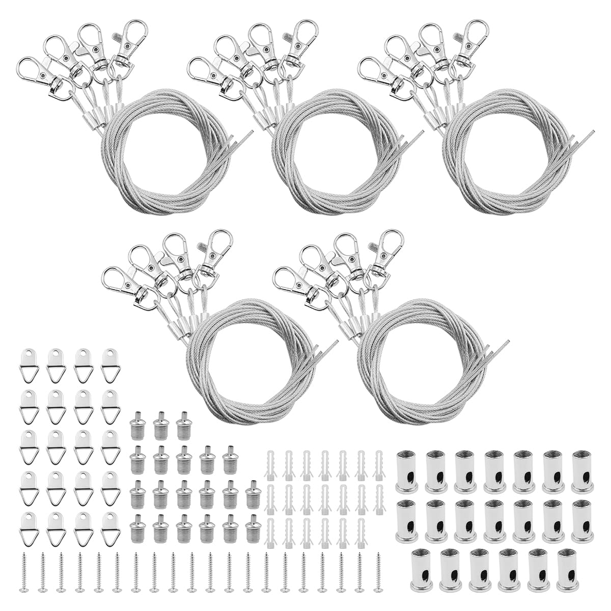 5 Sets of ZONADAH Panel Light Hanging Kit for Office, Includes Suspension Wire, LED Linear Light Fixtures, and Steel Wire Ropes for Ceiling Panel Lights