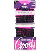 Goody Ouchless Forever Fine Hair Elastics - 10 Ct, Black, Damage-Free Bands, 3X Stronger Hair Ties, Retainable Shape, 16 Strand Inner Core, Hair Accessories for Women &amp; Men