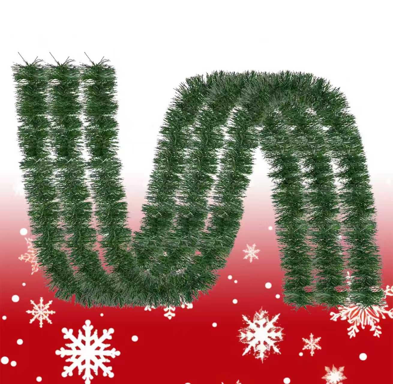 View 1 of 2026 Christmas Garland - 54FT Christmas Garlands Set Artificial Green Plant Garland for Festival Wedding Party Hotel Shopping Mall Staircase Fireplace Decoration