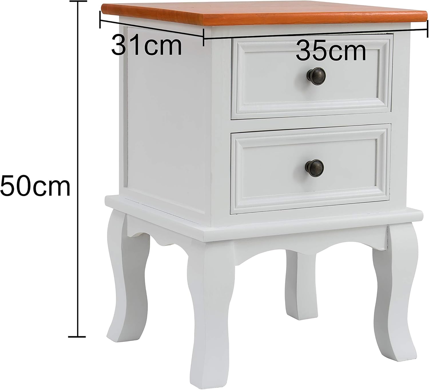 Cherrytree Furniture Wood White Bedside Table 2 Drawers Cabinet In Two Toned Finish With Solid Wood Top Amazon Co Uk Kitchen Home