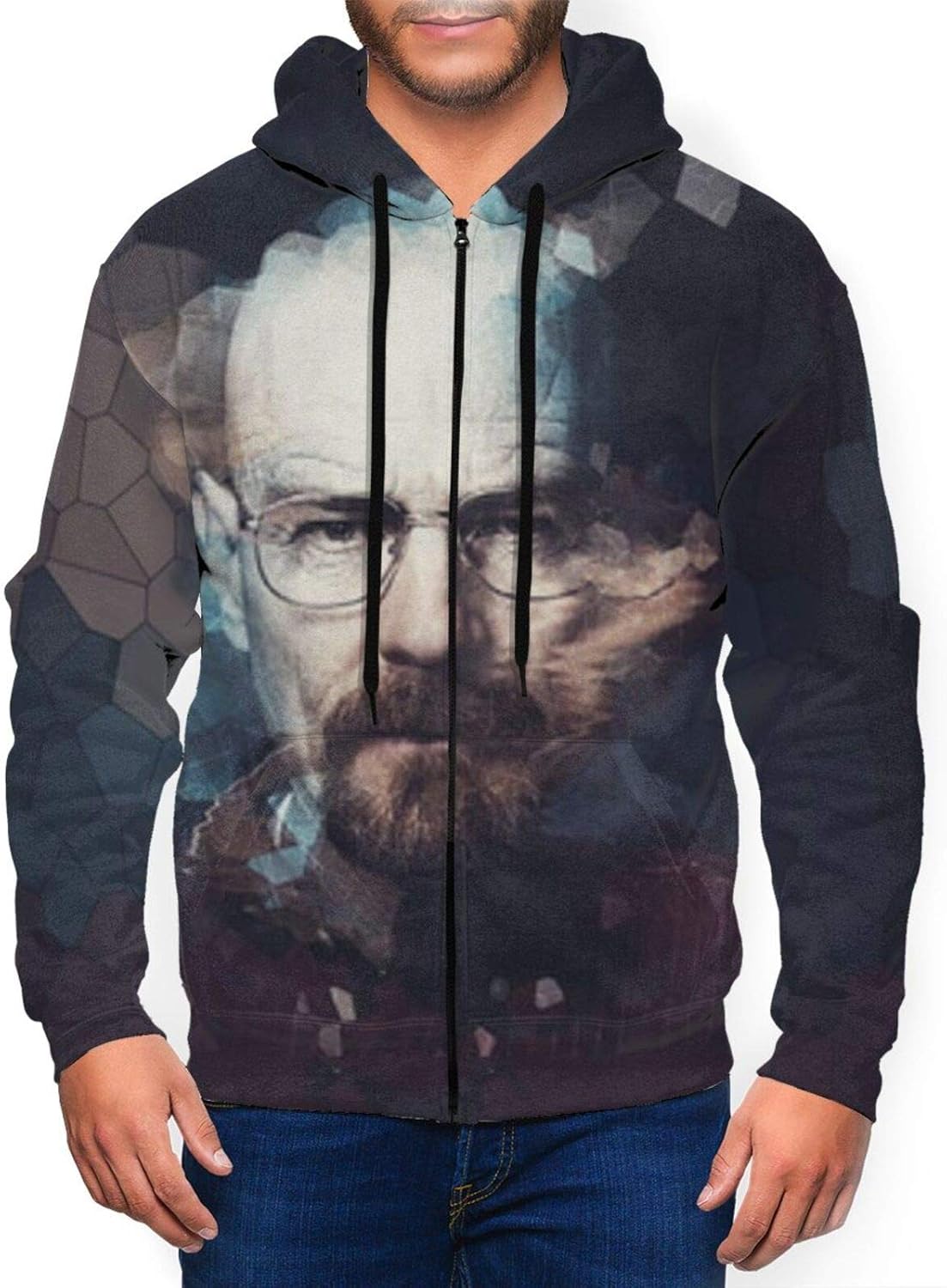 Breaking Bad Men's Zip Hoodie with Front Pocket Sweatshirts 3D Print Drawstring Pullover S