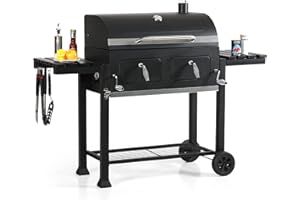 Captiva Designs Extra Large Charcoal BBQ Grill with Oversize Cooking Area(794 SQIN), Outdoor Cooking Grill with 2 Individual Lifting Charcoal Trays and 2 Foldable Side Tables