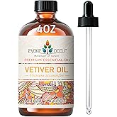 EVOKE OCCU Pure & Natural Vetiver Essential Oil for Skin, DIY, Candle and Soap Making - 4 Fl Oz