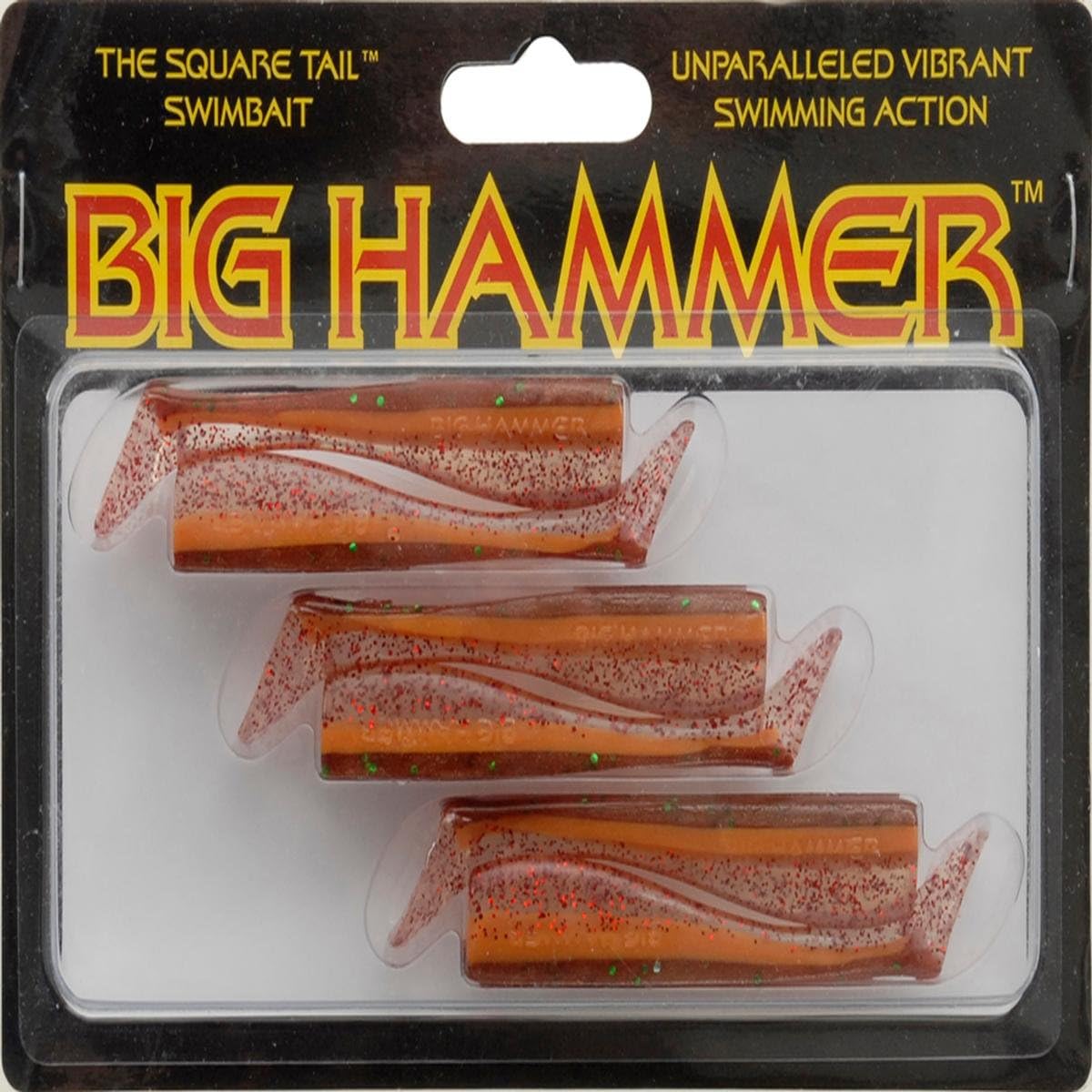 Big Hammer 3" Swimbait 52 Red Calico Hunter Fishing Equipment, Red