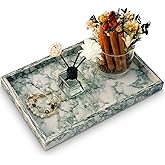 MULWR Marble Bathroom Tray,Pure Natural Vanity Tray,Marble Tray for Kitchen Counter Non-Ceramic/Non-Resin,Stone Trays 12 x 8 inch Cyan Green